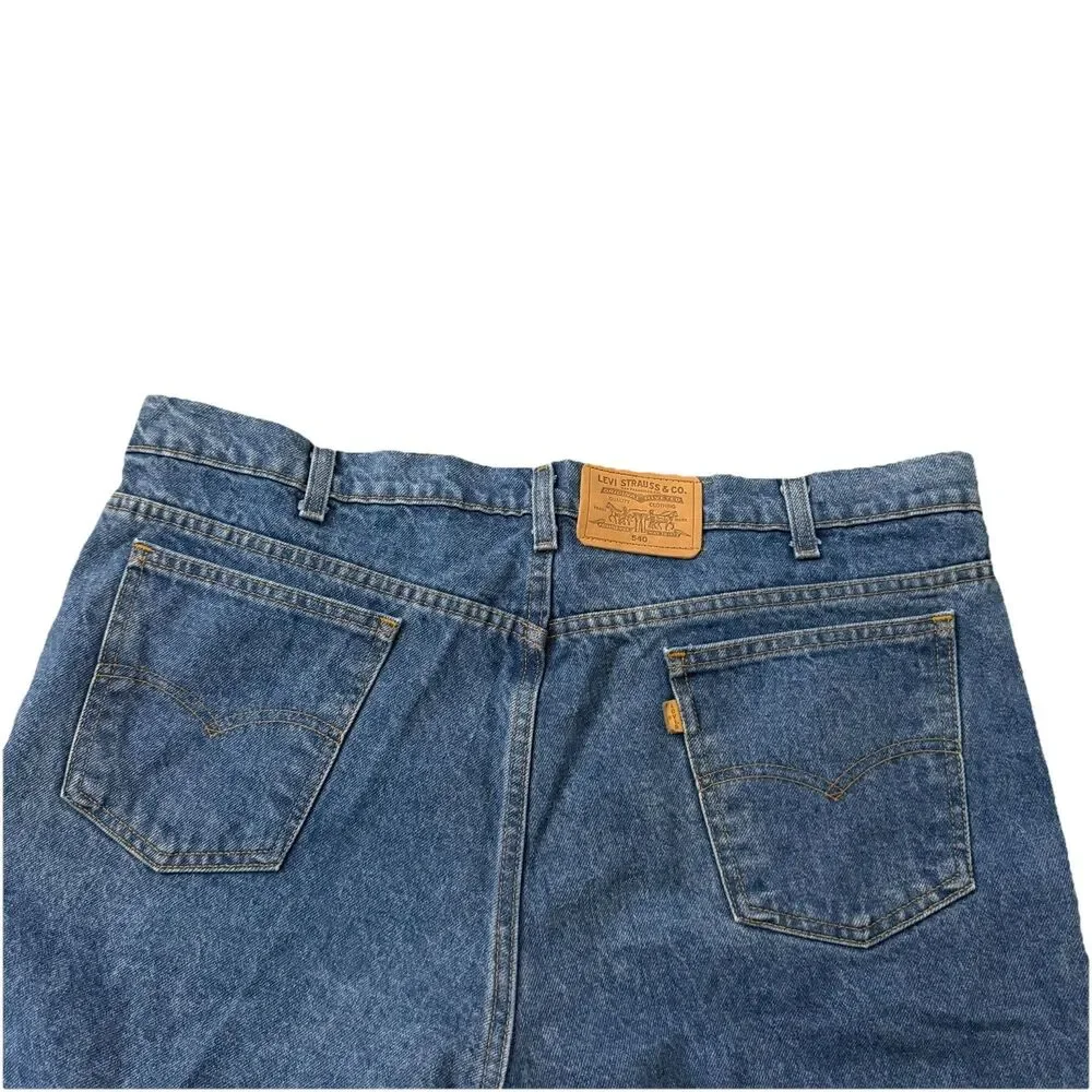 Vintage Levi's 540 Jeans Mens 42x36 Brown Tab Straight Leg Blue Denim USA 80s